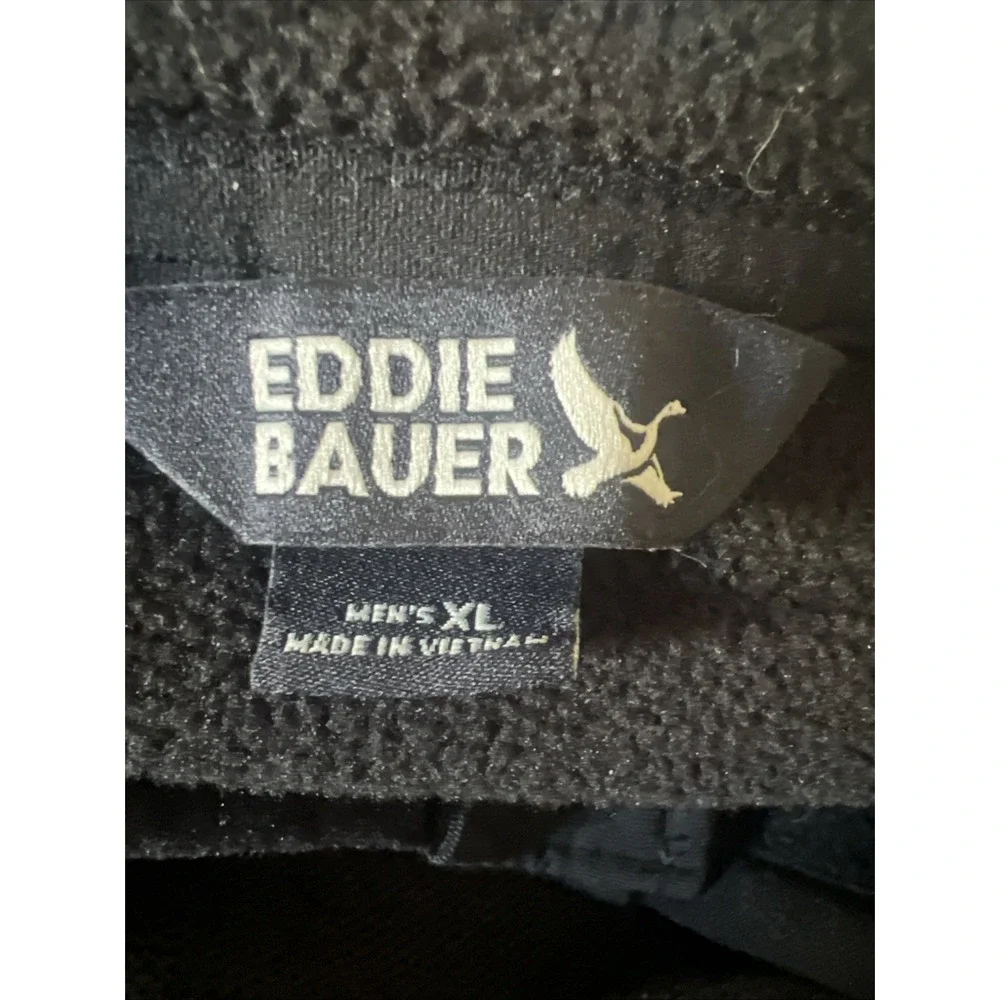 Eddie Bauer‎ Mens XL Black Fleece Snap Neck Pullover Quarter Button Jacket